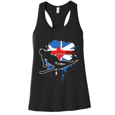 Great Britain Flag Skier British Alpine Skiing Women's Racerback Tank