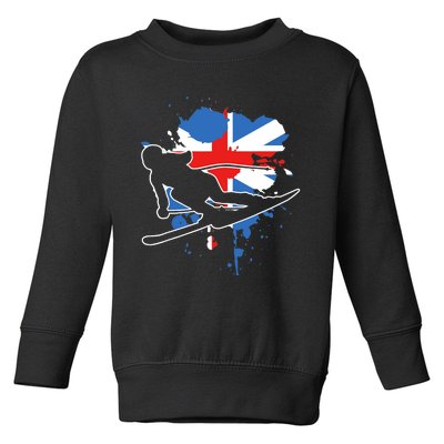 Great Britain Flag Skier British Alpine Skiing Toddler Sweatshirt