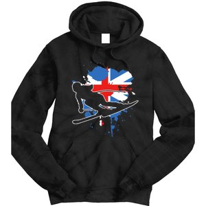 Great Britain Flag Skier British Alpine Skiing Tie Dye Hoodie