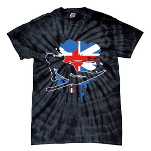 Great Britain Flag Skier British Alpine Skiing Tie-Dye T-Shirt