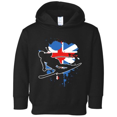 Great Britain Flag Skier British Alpine Skiing Toddler Hoodie