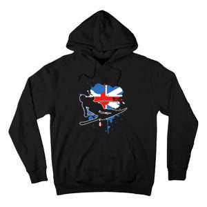 Great Britain Flag Skier British Alpine Skiing Tall Hoodie