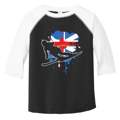 Great Britain Flag Skier British Alpine Skiing Toddler Fine Jersey T-Shirt