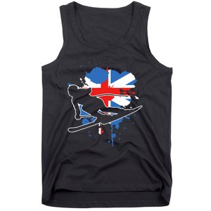 Great Britain Flag Skier British Alpine Skiing Tank Top