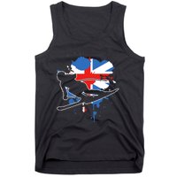 Great Britain Flag Skier British Alpine Skiing Tank Top