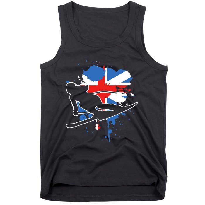 Great Britain Flag Skier British Alpine Skiing Tank Top