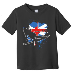 Great Britain Flag Skier British Alpine Skiing Toddler T-Shirt