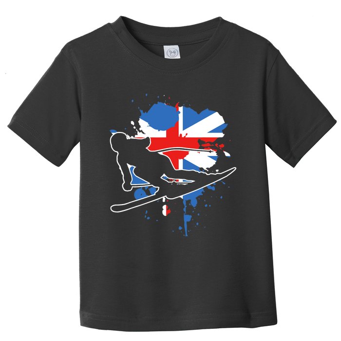 Great Britain Flag Skier British Alpine Skiing Toddler T-Shirt