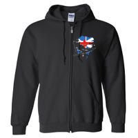 Great Britain Flag Skier British Alpine Skiing Full Zip Hoodie