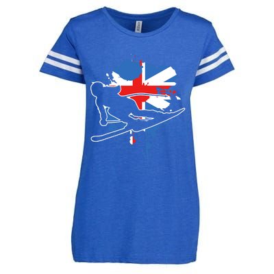 Great Britain Flag Skier British Alpine Skiing Enza Ladies Jersey Football T-Shirt