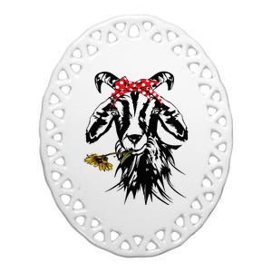 Goats Bandana Farm Animal Lover Funny Goat Graphics Ceramic Oval Ornament