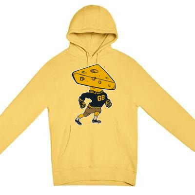 Green Bay Football Mascot Cheese Man Premium Pullover Hoodie