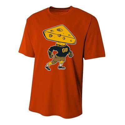 Green Bay Football Mascot Cheese Man Performance Sprint T-Shirt