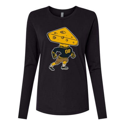 Green Bay Football Mascot Cheese Man Womens Cotton Relaxed Long Sleeve T-Shirt