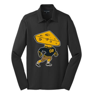 Green Bay Football Mascot Cheese Man Silk Touch Performance Long Sleeve Polo