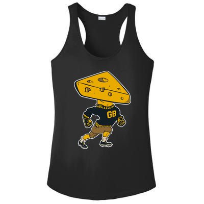 Green Bay Football Mascot Cheese Man Ladies PosiCharge Competitor Racerback Tank