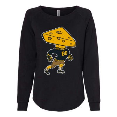 Green Bay Football Mascot Cheese Man Womens California Wash Sweatshirt