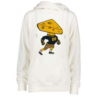 Green Bay Football Mascot Cheese Man Womens Funnel Neck Pullover Hood