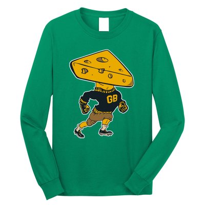 Green Bay Football Mascot Cheese Man Long Sleeve Shirt