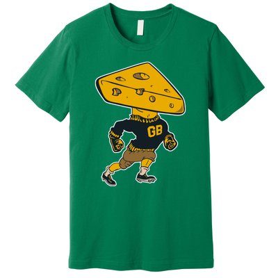 Green Bay Football Mascot Cheese Man Premium T-Shirt