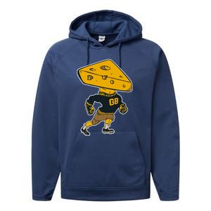 Green Bay Football Mascot Cheese Man Performance Fleece Hoodie