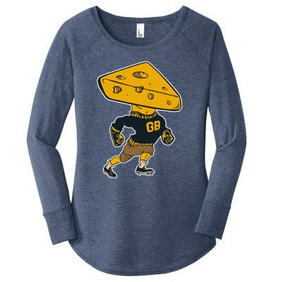 Green Bay Football Mascot Cheese Man Women's Perfect Tri Tunic Long Sleeve Shirt