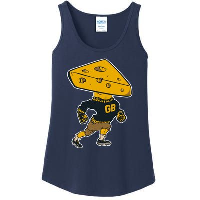 Green Bay Football Mascot Cheese Man Ladies Essential Tank