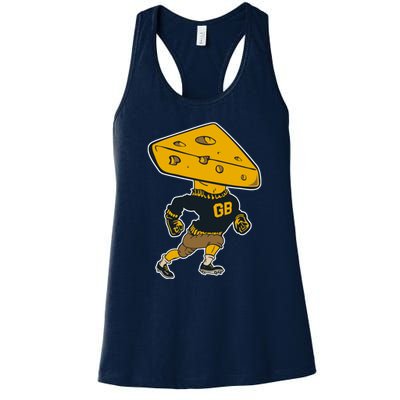 Green Bay Football Mascot Cheese Man Women's Racerback Tank