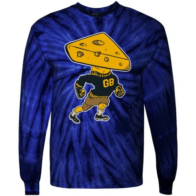 Green Bay Football Mascot Cheese Man Tie-Dye Long Sleeve Shirt