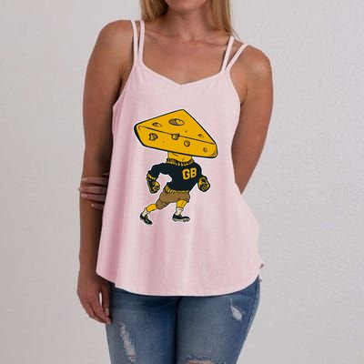 Green Bay Football Mascot Cheese Man Women's Strappy Tank