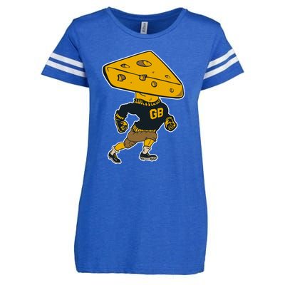 Green Bay Football Mascot Cheese Man Enza Ladies Jersey Football T-Shirt