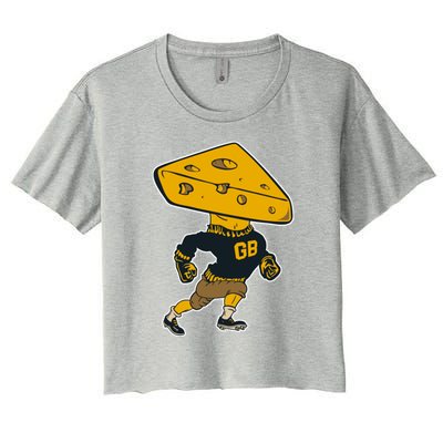 Green Bay Football Mascot Cheese Man Women's Crop Top Tee