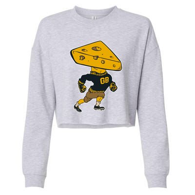 Green Bay Football Mascot Cheese Man Cropped Pullover Crew