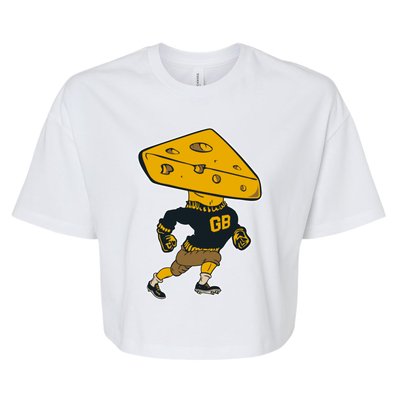 Green Bay Football Mascot Cheese Man Bella+Canvas Jersey Crop Tee