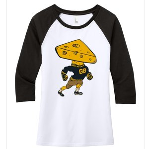 Green Bay Football Mascot Cheese Man Women's Tri-Blend 3/4-Sleeve Raglan Shirt