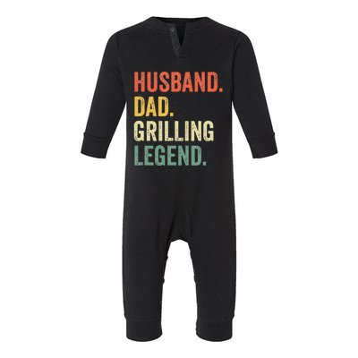 Grilling BBQ Father Funny Husband Grill Dad Legend Vintage Infant Fleece One Piece