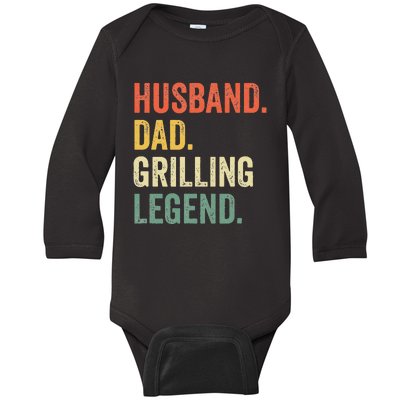 Grilling BBQ Father Funny Husband Grill Dad Legend Vintage Baby Long Sleeve Bodysuit