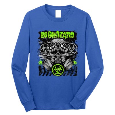 Green BioHazard Face Mask Funny Halloween Long Sleeve Shirt