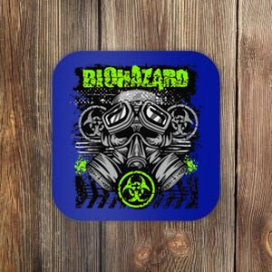 Green BioHazard Face Mask Funny Halloween Coaster