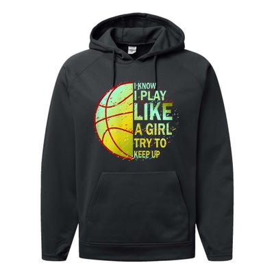 Girls Basketball Funny Gift Performance Fleece Hoodie