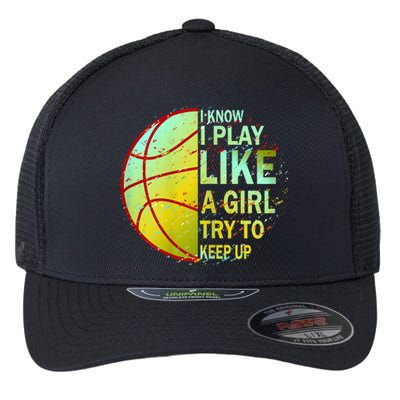 Girls Basketball Funny Gift Flexfit Unipanel Trucker Cap