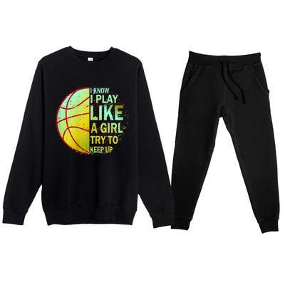 Girls Basketball Funny Gift Premium Crewneck Sweatsuit Set