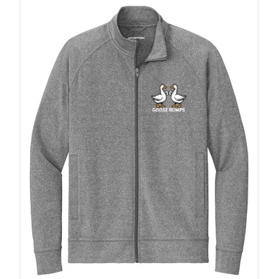 Goose Bumps Funny Pun Bff Goose Geese Humor Stretch Full-Zip Cadet Jacket