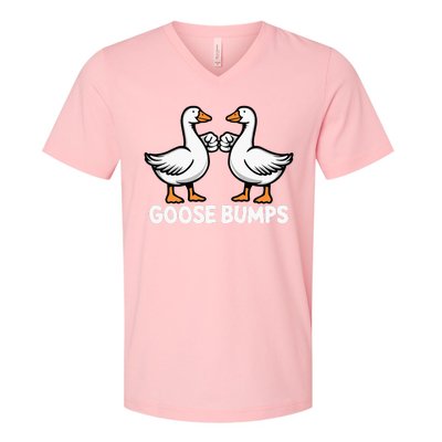 Goose Bumps Funny Pun Bff Goose Geese Humor V-Neck T-Shirt