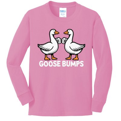 Goose Bumps Funny Pun Bff Goose Geese Humor Kids Long Sleeve Shirt