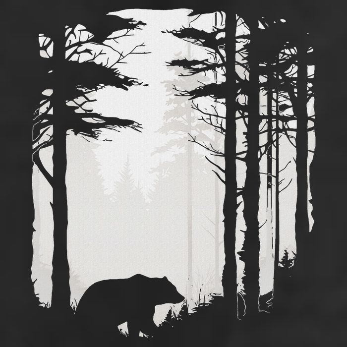 Graphic Bear Forest Wildlife Silhouette Mist Wilderness Cool Comfort Performance Bucket Hat