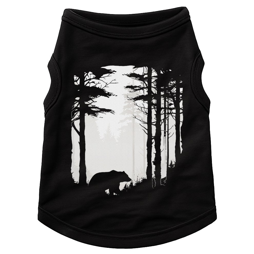 Graphic Bear Forest Wildlife Silhouette Mist Wilderness Doggie Tank