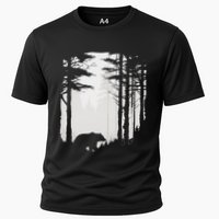 Graphic Bear Forest Wildlife Silhouette Mist Wilderness Cooling Performance Crew T-Shirt