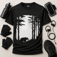 Graphic Bear Forest Wildlife Silhouette Mist Wilderness Cooling Performance Crew T-Shirt
