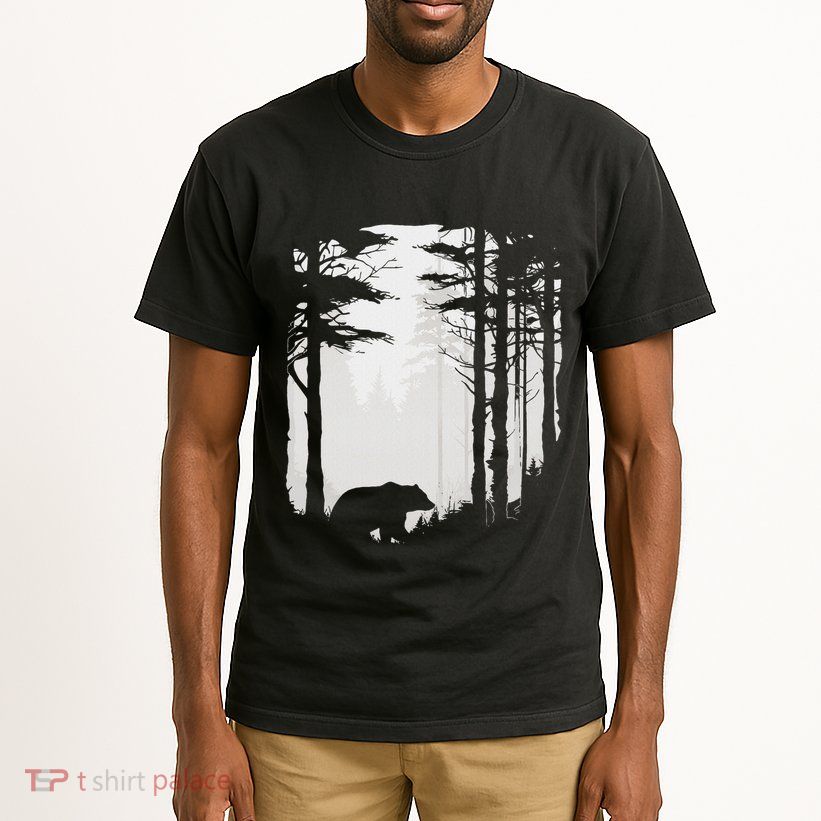 Graphic Bear Forest Wildlife Silhouette Mist Wilderness Tall T-Shirt